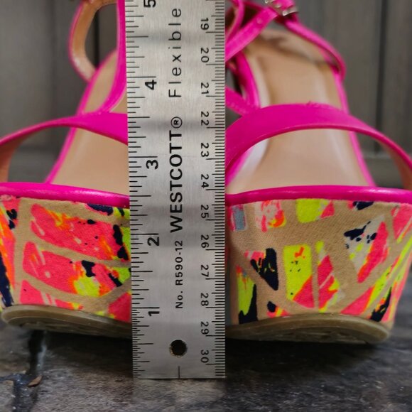 Hot Pink wedge sandals with almost 7 inch heel - Picture 9 of 11